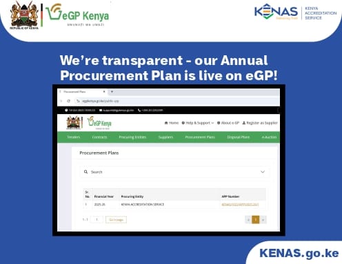 KENAS Publishes Its Annual Procurement Plan on the eGP Platform, Advancing Transparency and Access
